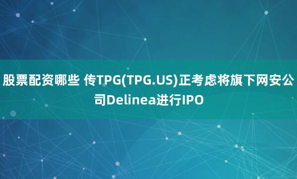 股票配资哪些 传TPG(TPG.US)正考虑将旗下网安公司Delinea进行IPO