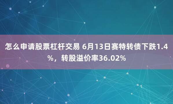 怎么申请股票杠杆交易 6月13日赛特转债下跌1.4%，转股溢价率36.02%