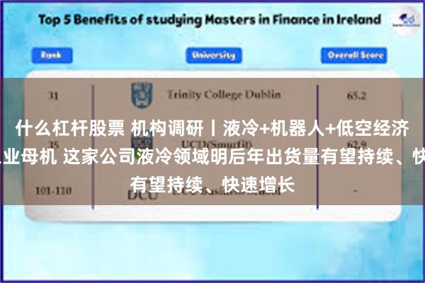 什么杠杆股票 机构调研丨液冷+机器人+低空经济+3C+工业母机 这家公司液冷领域明后年出货量有望持续、快速增长